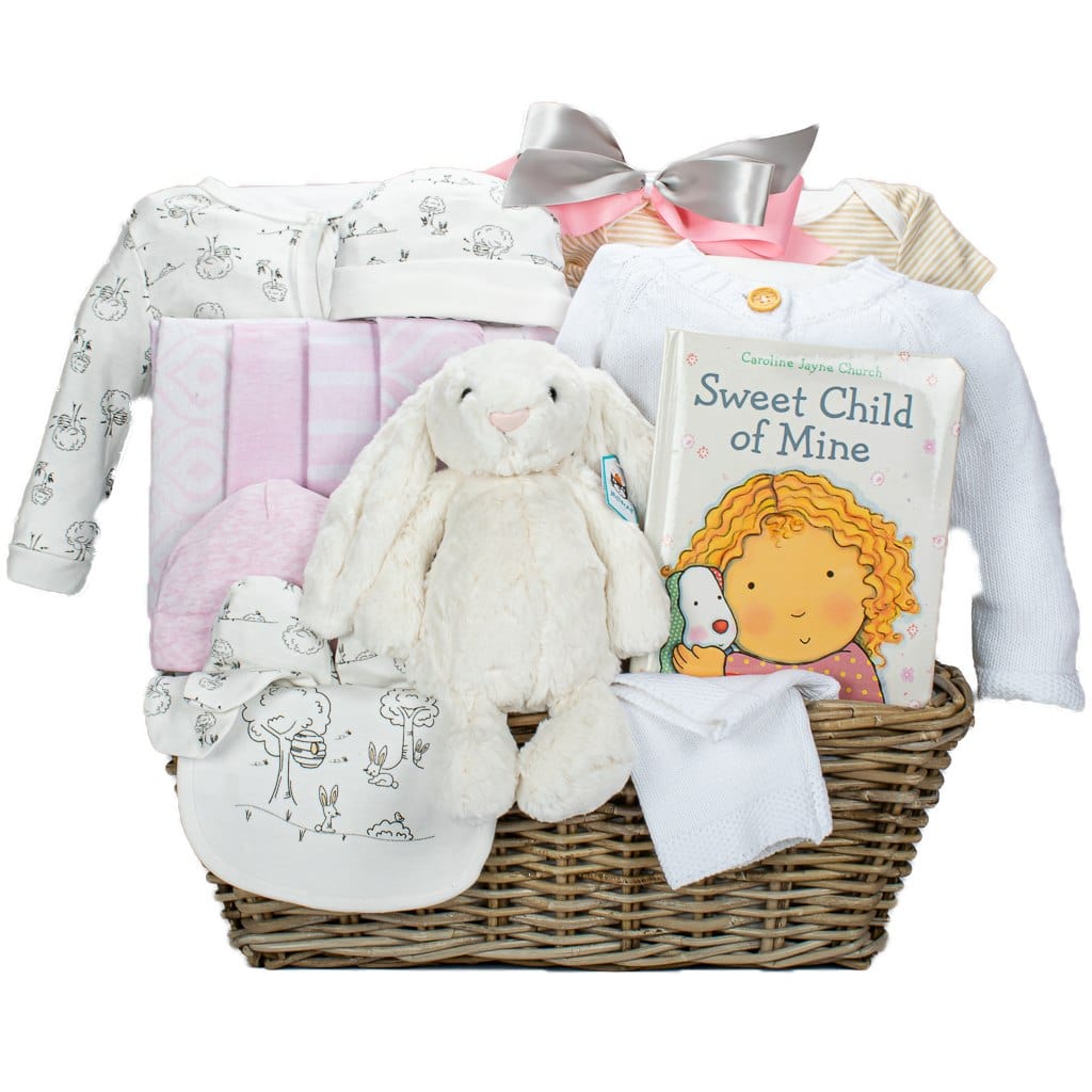 Precious Baby Girl Gift Basket With Jellycat Plush