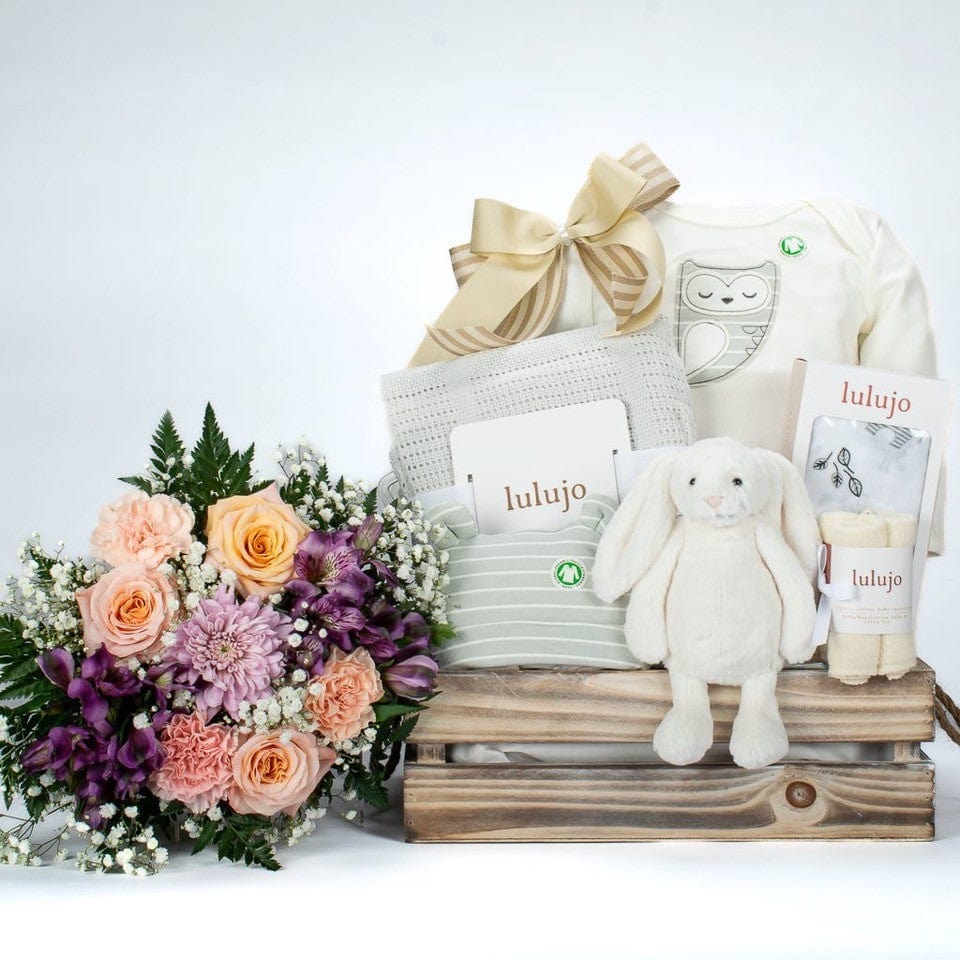 Jellycat Bunny With Flowers In Crate
