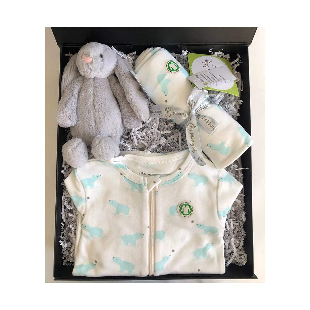 Plush Bunny Baby Boy Organic Gift Box