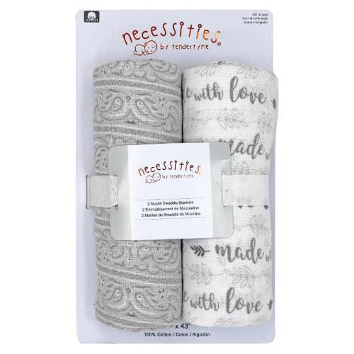 2 Pack Set of Swaddle Blankets