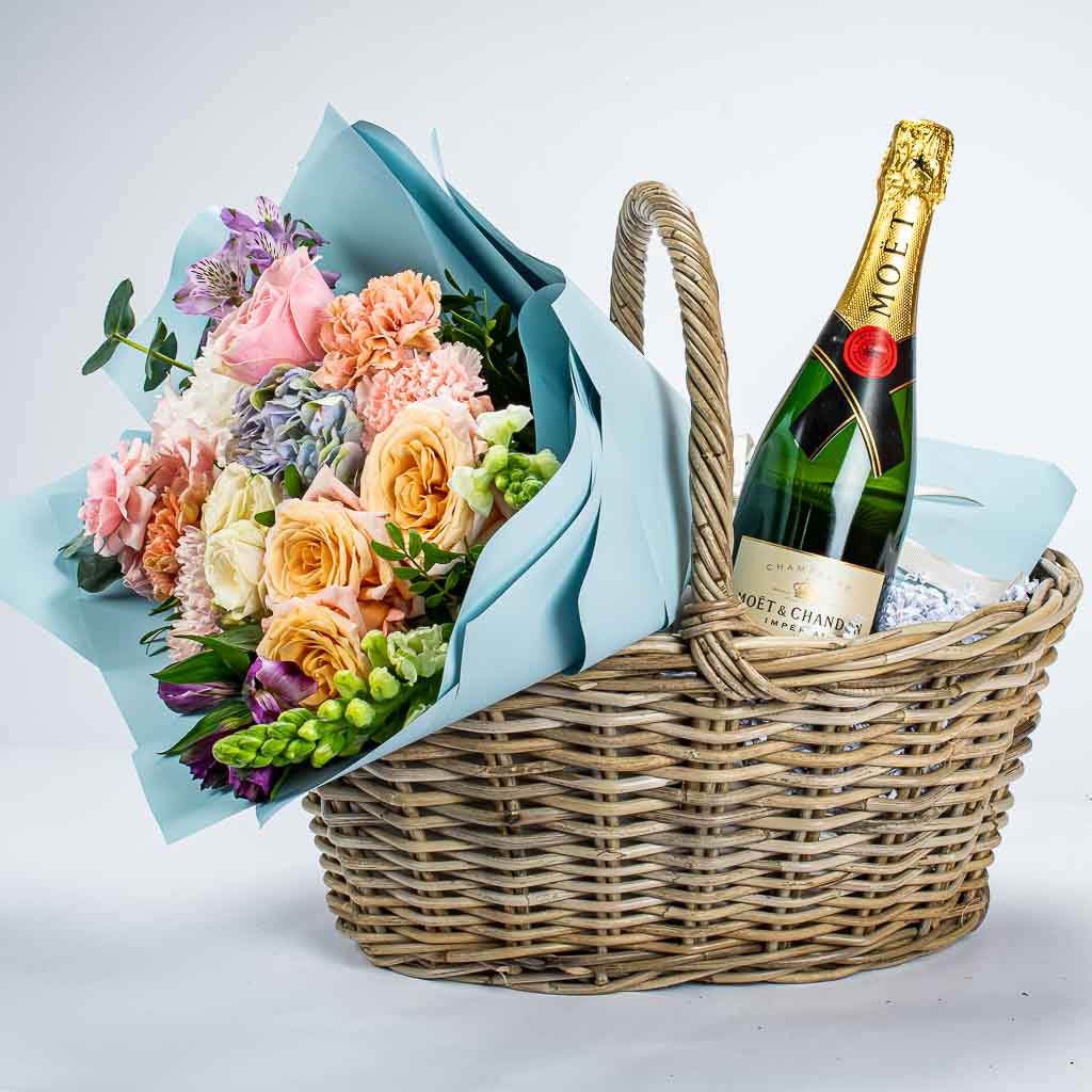 Moet Champagne and Flowers