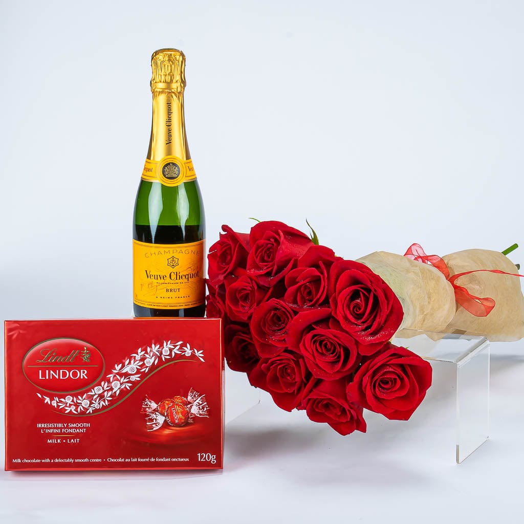 Veuve Roses and Chocolate Truffles