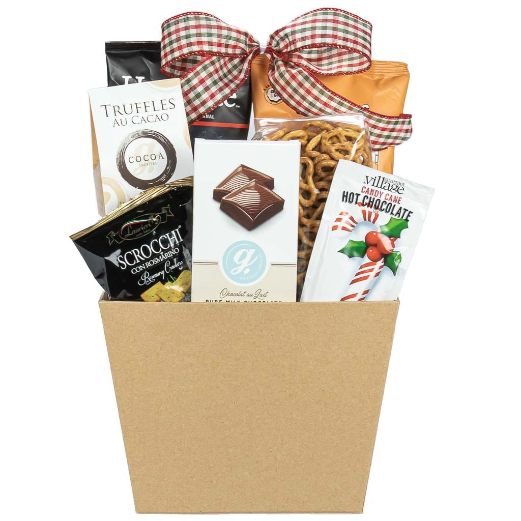 Christmas Basket With Hot Chocolate And Gourmet Items