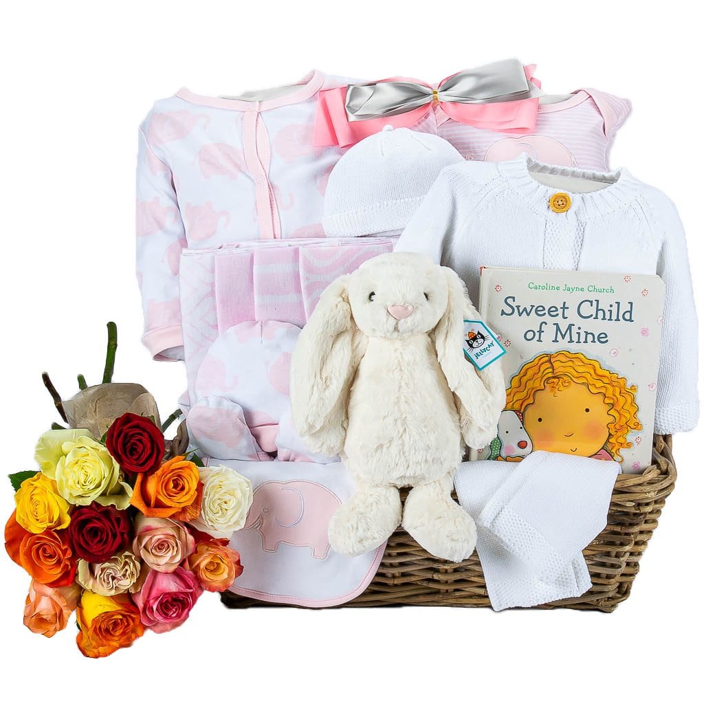 Precious Baby Girl With Roses Gift