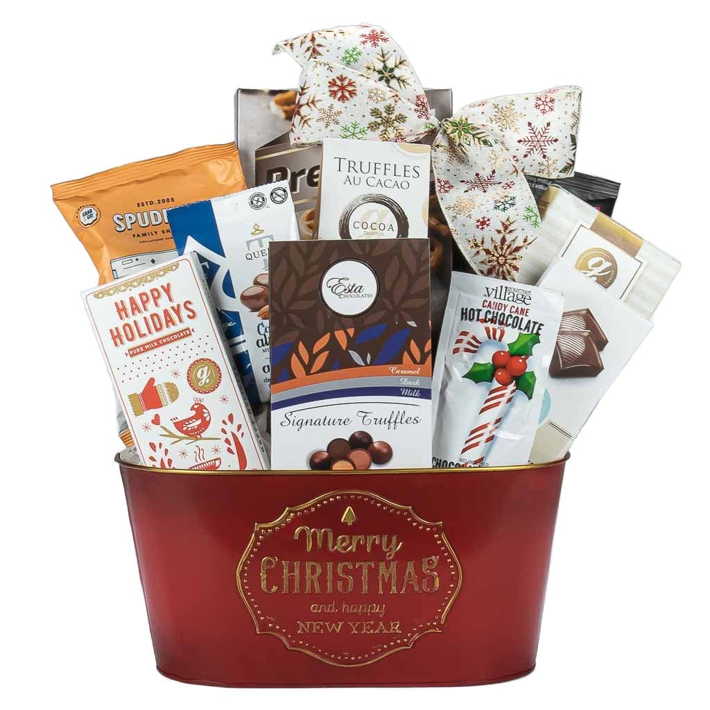 Merry Christmas Gift Basket With Chocolate
