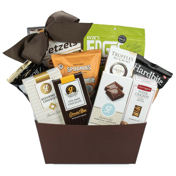 Sympathy Gourmet Basket, Sweet and Salty, Same Day Condolence Delivery