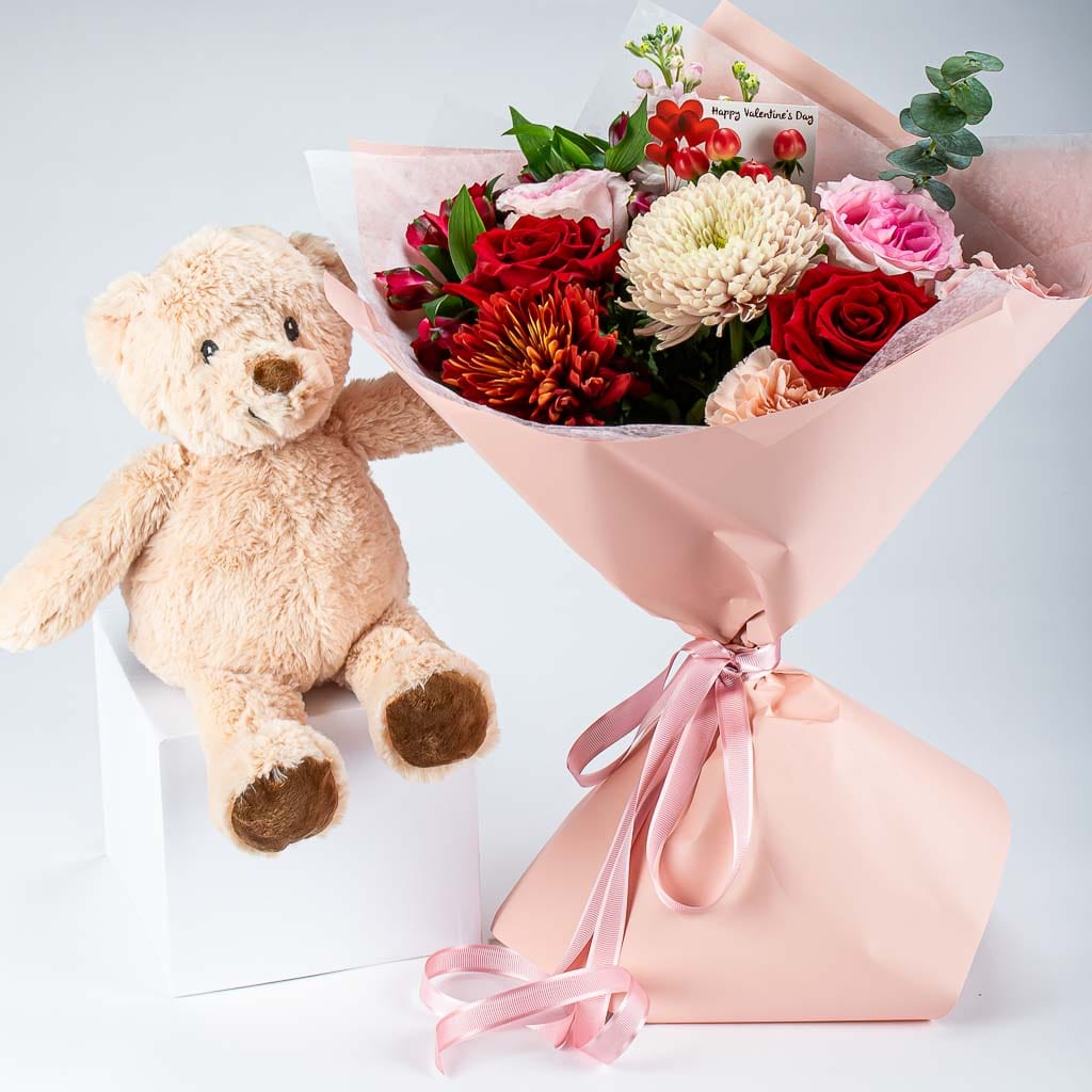 Teddy And Flower Arrangement