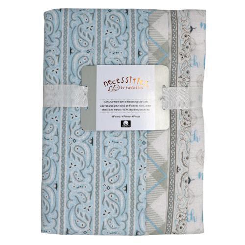 Baby Boy Receiving Blankets 4 Pack Set 