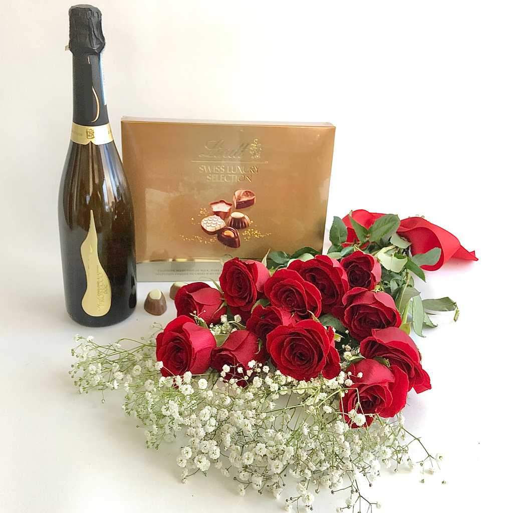 Bottega Prosecco, red roses, lindt chocolates delivery Toronto