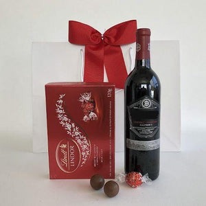 Beringer red wine and Lindt chocolates