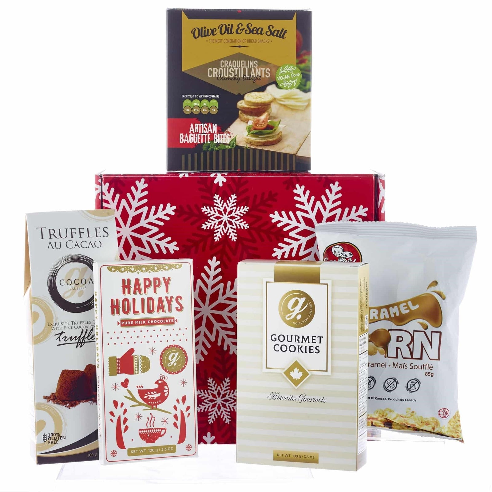 Christmas present gift box with sweets and chocolate