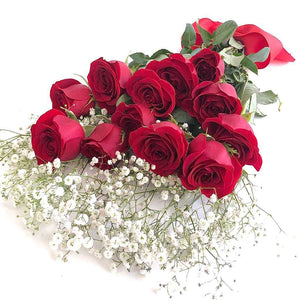 12 long stem red roses