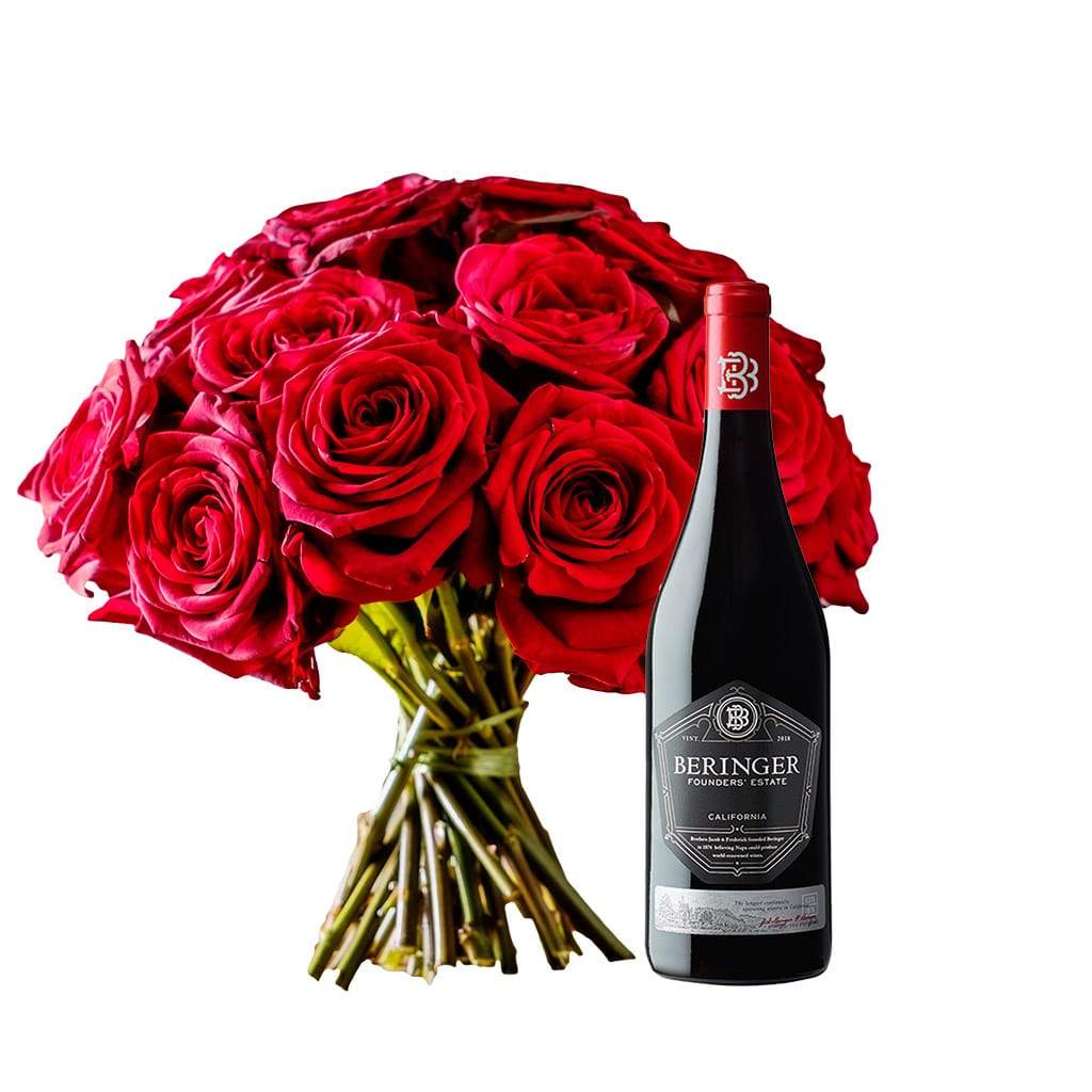 Red Wine and Roses Luxury Gift